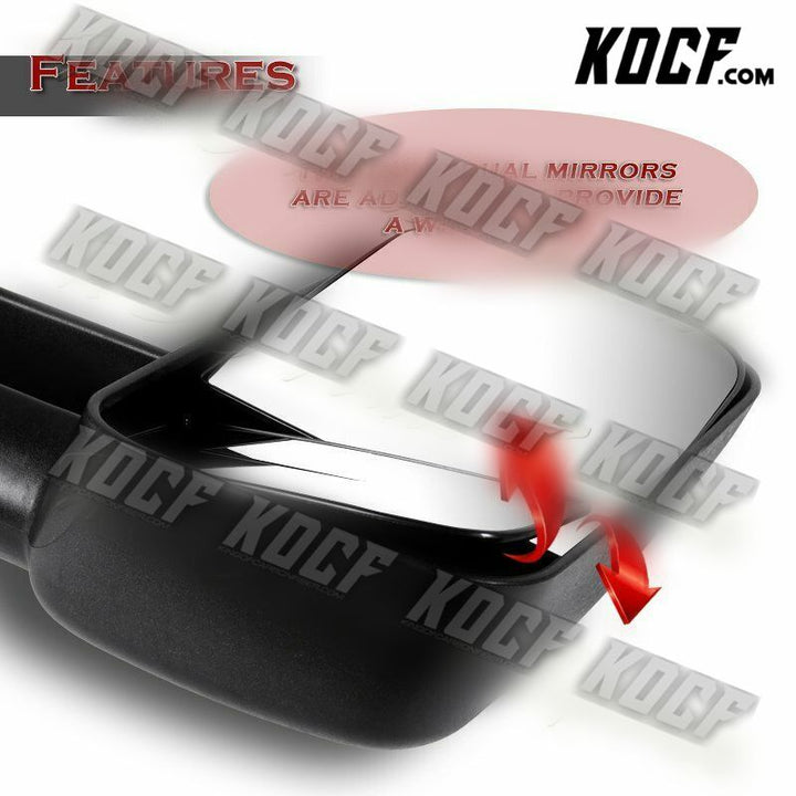 For 1999-2006 Chevy Silverado Sierra Rear View Manual Towing Telescoping Mirrors - KOCF.com - Car Parts