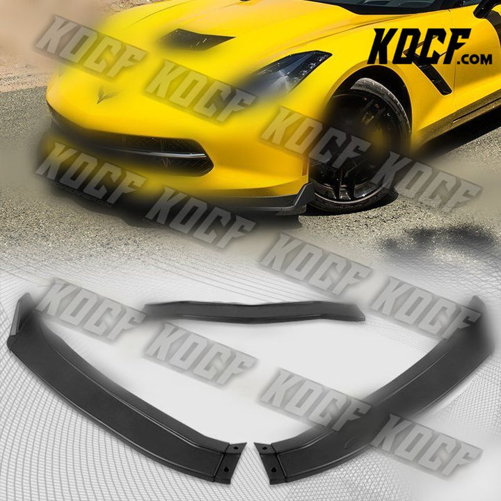 For 2014-2019 Chevrolet Corvette C7 ST-Style Matt Black Front Bumper Spoiler Lip - KOCF.com - Car Parts