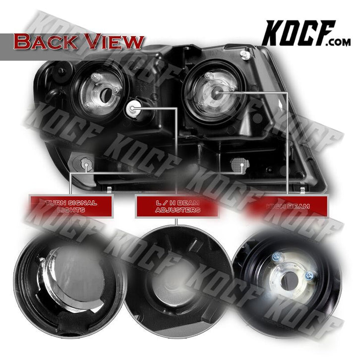 For 99-04 Jeep Grand Cherokee Black Housing Headlights W/ Amber Reflector Lamps - KOCF.com - Car Parts