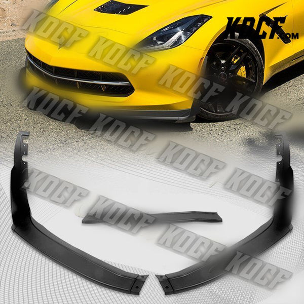 For 2014-2019 Chevrolet Corvette C7 Stage 3 Matt Black Front Bumper Spoiler Lip - KOCF.com - Car Parts