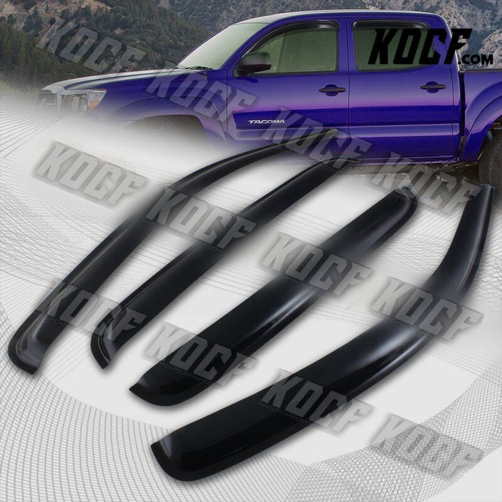 For 05-15 Toyota Tacoma Pickup Double Cab Smoke ABS Sun Shield Window Visor 4PCS - KOCF.com - Car Parts