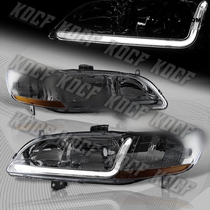 For 1998-2002 Honda Accord DRL LED Smoke Lens Headlights W/Amber Reflector Lamps - KOCF.com - Car Parts