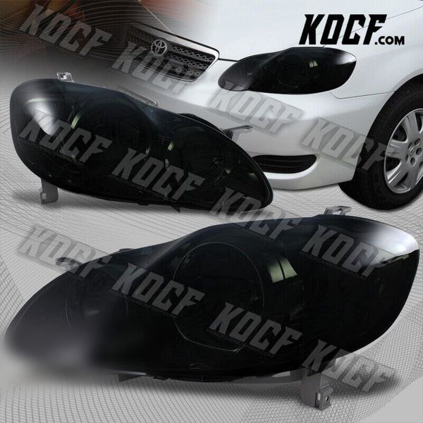 For 2003-2008 Toyota Corolla JDM Dark Smoke Lens Clear Reflector Headlights Lamp