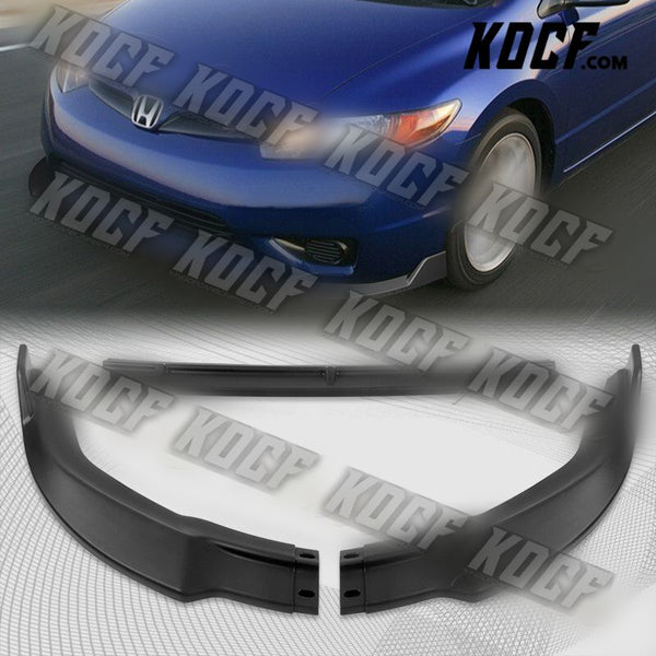 For 2006-2008 Honda Civic 2DR JDM CS-Style Matt Black Front Bumper Spoiler Lip