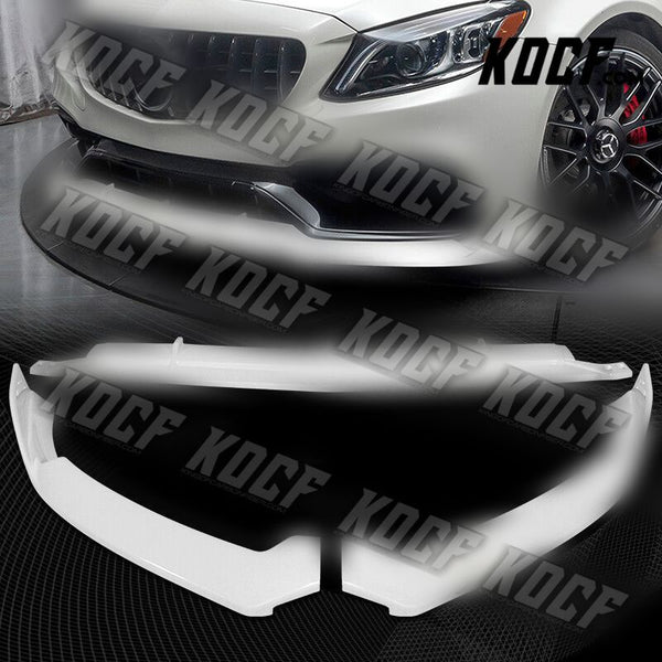 For 2015-2021 Mercedes C63 AMG AP-Style Painted White Front Bumper Spoiler Lip