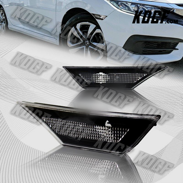 For 2016-2020 Honda Civic Black Front Bumper Reflector Side Marker Lights Lamps - KOCF.com - Car Parts