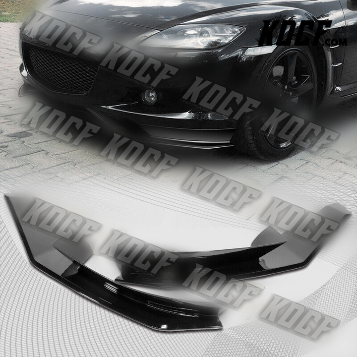 For 2004-2008 Mazda RX8 RX-8 MS-Style Painted Black Front Bumper Spoiler Lip 2pc - KOCF.com - Car Parts