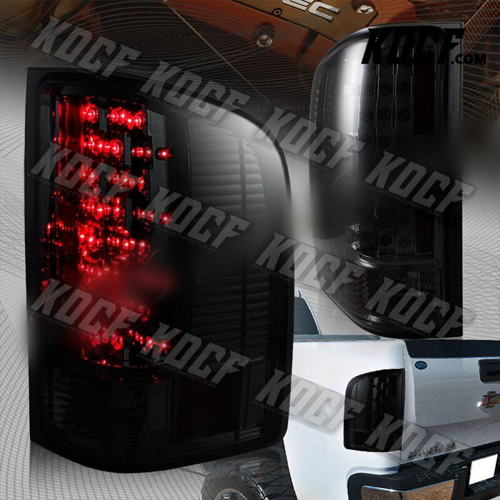 For 07-13 Silverado 1500 2500 3500 LED Smoked Lens Rear Brake Tail Lights Lamps - KOCF.com - Car Parts