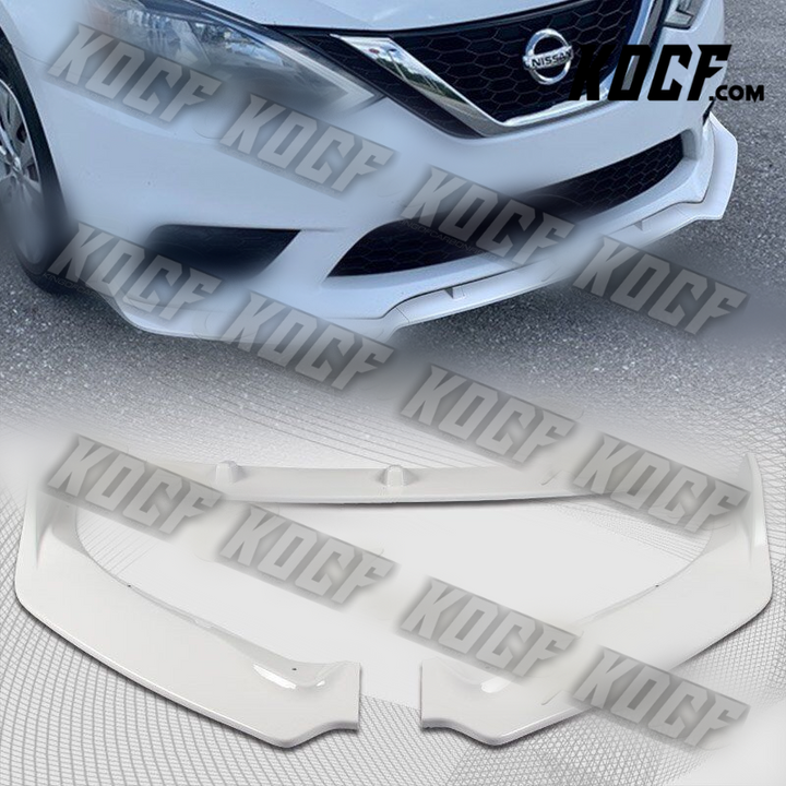 For 16-19 Nissan Sentra 4DR Painted White Front Bumper Body Kit Spoiler Lip 3PCS - KOCF.com - Car Parts