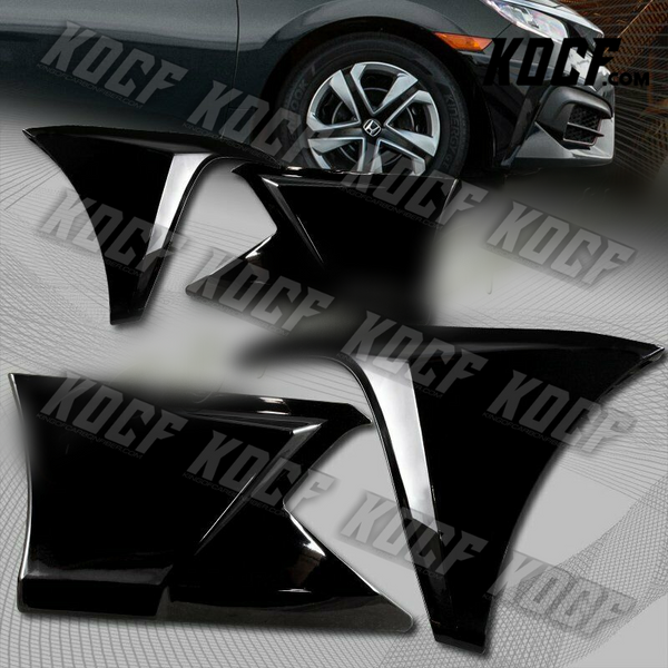 For 2016-2019 Honda Civic 4-DR Painted Black Front+Rear Bumper Lip Body Kit 4PCS - KOCF.com - Car Parts