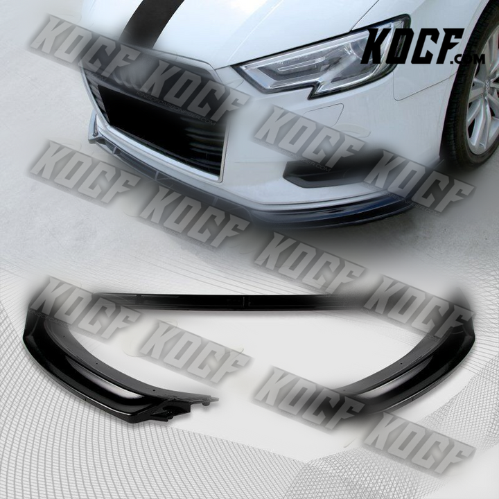 For 2017-2020 Audi A3 Painted Black Front Bumper Body Kit Spoiler Lip 3PCS - KOCF.com - Car Parts