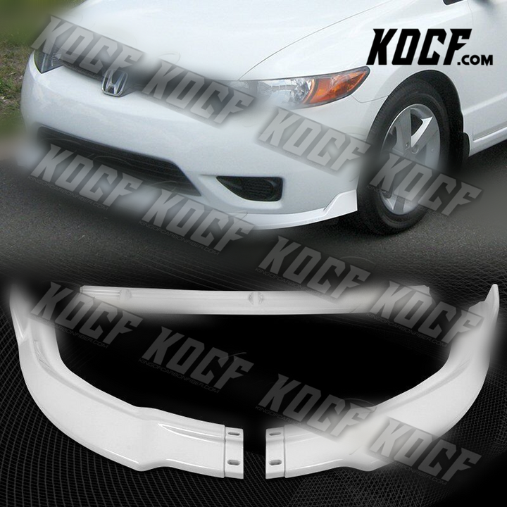 For 2006-2008 Honda Civic Coupe CS-Style Painted White Front Bumper Spoiler Lip - KOCF.com - Car Parts