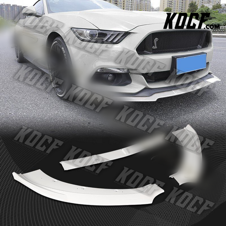 For 2015-2017 Ford Mustang Painted White Front Bumper Body Kit Spoiler Lip 3PCS - KOCF.com - Car Parts