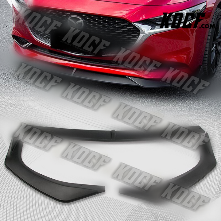 For 2019-2021 Mazda 3 Mazda3 Matt Black Front Bumper Body Kit Spoiler Lip 3pcs - KOCF.com - Car Parts