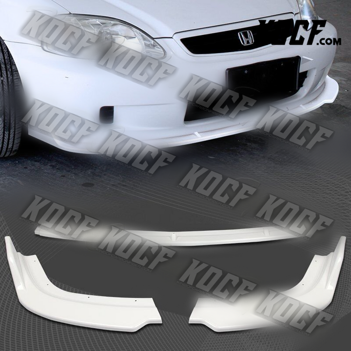 For 96-98 Honda Civic JDM CS-Style Painted White Front Bumper Body Lip Kit 3PCS - KOCF.com - Car Parts