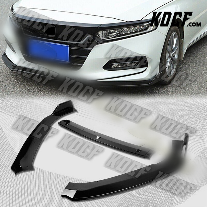 For 2018-2021 Honda Accord Painted Black Front Bumper Body Kit Spoiler Lip 3PCS - KOCF.com - Car Parts