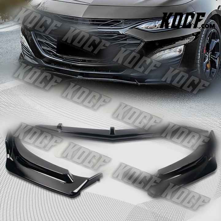 For 2019-2021 Chevrolet Malibu Painted Black Front Bumper Body Kit Spoiler Lip - KOCF.com - Car Parts