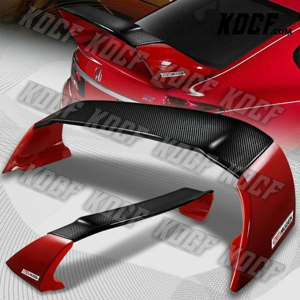 For 2012-2015 Honda Civic 4DR MUGEN Carbon Fiber Factory Red Rear Spoiler Wing - KOCF.com - Car Parts