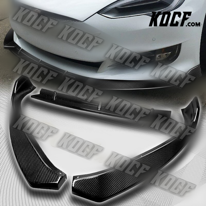 For 2016-2020 Tesla Model S Real Carbon Fiber Front Bumper Splitter Spoiler Lip - KOCF.com - Car Parts