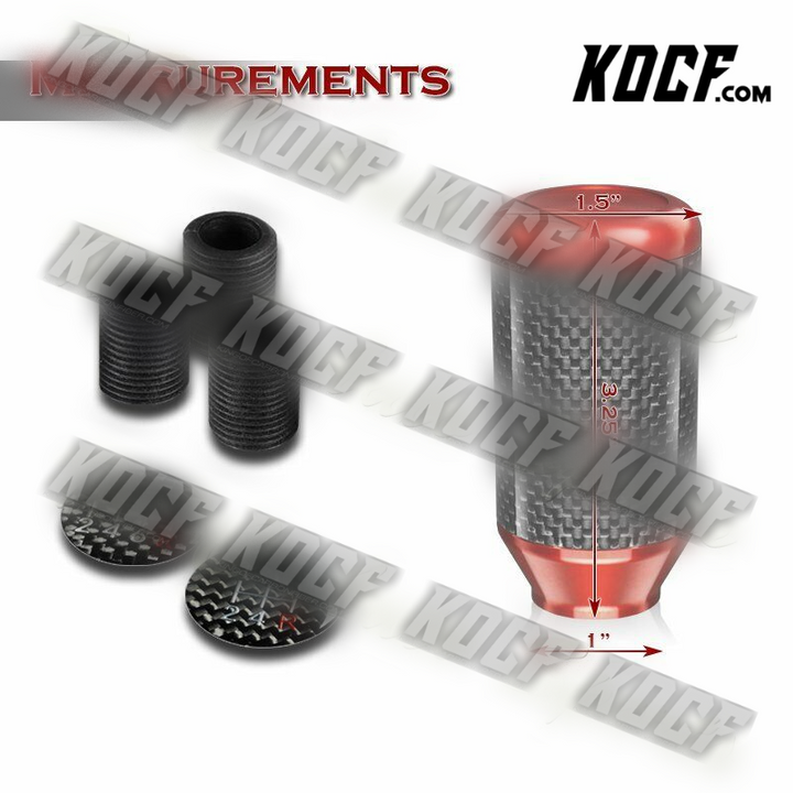 Universal Red 5/6-Speed Manual Aluminum/Carbon Transmission Shift Shifter Knob - KOCF.com - Car Parts