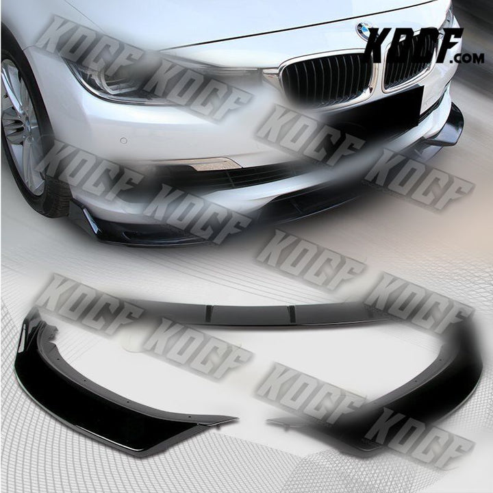 For 16-19 BMW 320i 328i 330i F30 F35 Painted Black Front Bumper Body Kit Lip 3PC - KOCF.com - Car Parts