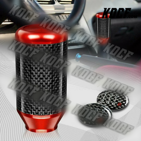 Universal Red 5/6-Speed Manual Aluminum/Carbon Transmission Shift Shifter Knob - KOCF.com - Car Parts