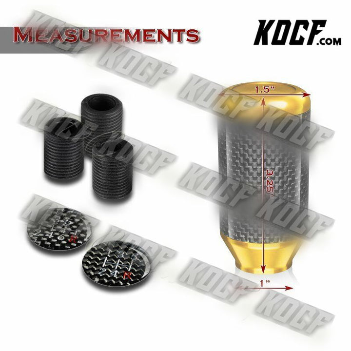 Universal Gold 5/6-Speed Manual Aluminum/Carbon Transmission Shift Shifter Knob - KOCF.com - Car Parts