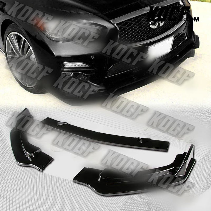 For 2014-2017 Infiniti Q50 Premium Painted Black Front Bumper Body Kit Lip 3PCS - KOCF.com - Car Parts