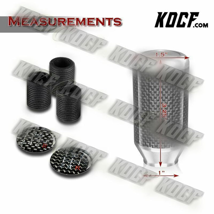 Universal Silver 5/6-Speed Manual Aluminum/Carbon MT Transmission Shifter Knob - KOCF.com - Car Parts