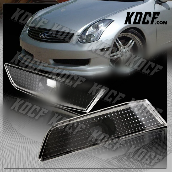 For 2003-2007 Infiniti G35 Coupe Black Housing Clear Bumper Side Marker Lights - KOCF.com - Car Parts