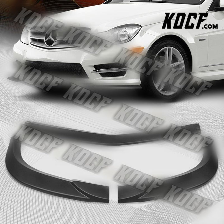 For 2011-2014 Mercedes C-Class Sport W204 Matt Black Front Bumper Spoiler Lip - KOCF.com - Car Parts