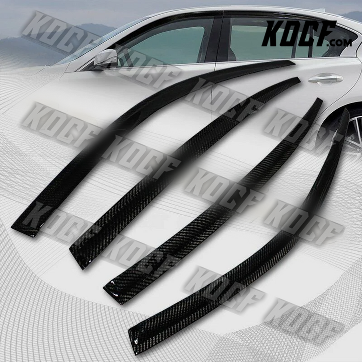 For 2014-2018 Infiniti Q50 Sedan Real Carbon Fiber Sun Shield Window Visor 4-Pcs - KOCF.com - Car Parts