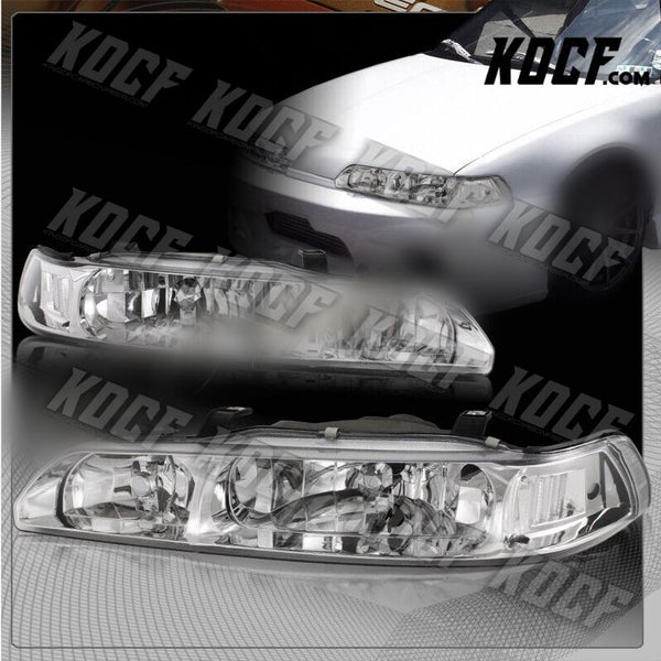 For 1990-1993 Acura Integra Chrome Housing 1-Piece Headlights W/Clear Reflector - KOCF.com - Car Parts