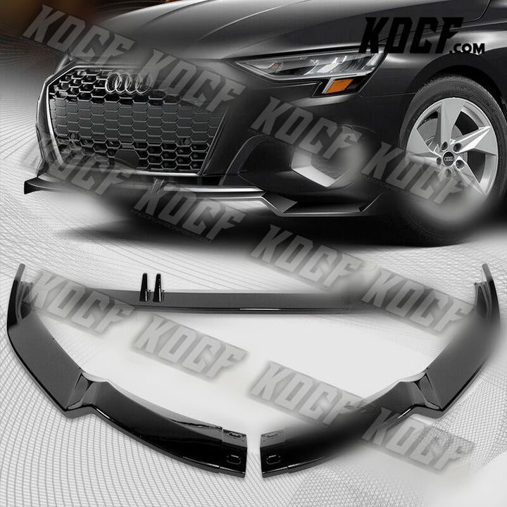 For 2022-2023 Audi A3 Sedan STP-Style Painted Black Front Bumper Spoiler Lip - KOCF.com - Car Parts