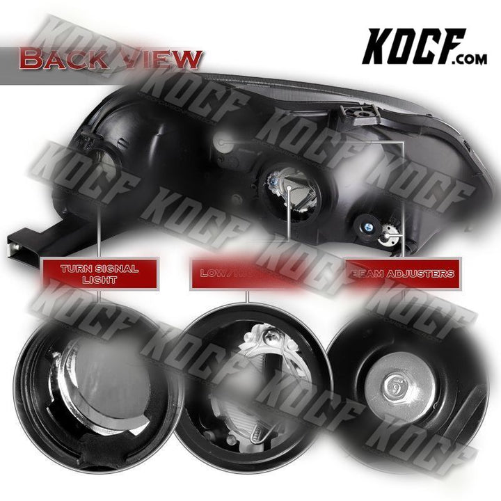 For 96-98 Honda Civic 2/3/4 DR Black Housing W/ Amber Reflector Headlights Lamp - KOCF.com - Car Parts