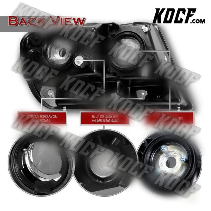 For 1999-2004 Jeep Grand Cherokee Black Housing Headlights W/ Clear Reflector - KOCF.com - Car Parts