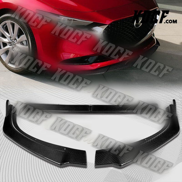 For 2019-2021 Mazda 3 Mazda3 Real Carbon Fiber Front Bumper Body Kit Spoiler Lip - KOCF.com - Car Parts