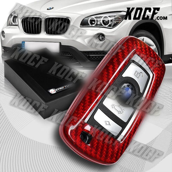 For BMW 1/2/3/4/5/6/7-Series Real Red Carbon Fiber Remote Key Shell Cover Case - KOCF.com - Car Parts