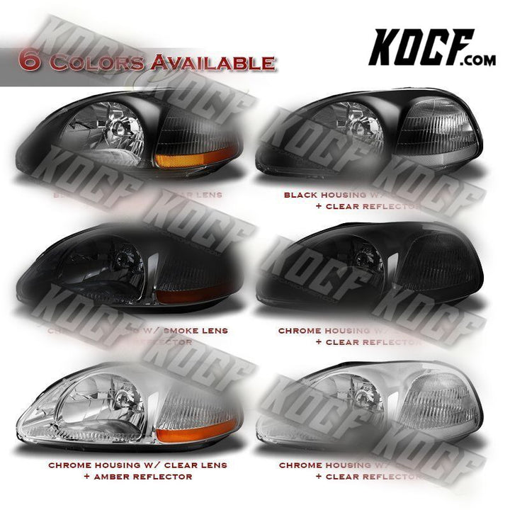 For 96-98 Honda Civic 2/3/4 DR Black Housing W/ Amber Reflector Headlights Lamp - KOCF.com - Car Parts