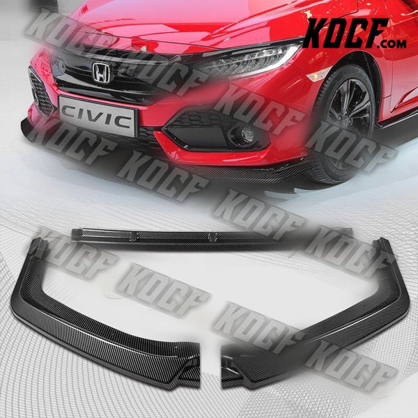 For 2017-2021 Honda Civic Hatchback Carbon Painted MUG Front Bumper Spoiler Lip - KOCF.com - Car Parts