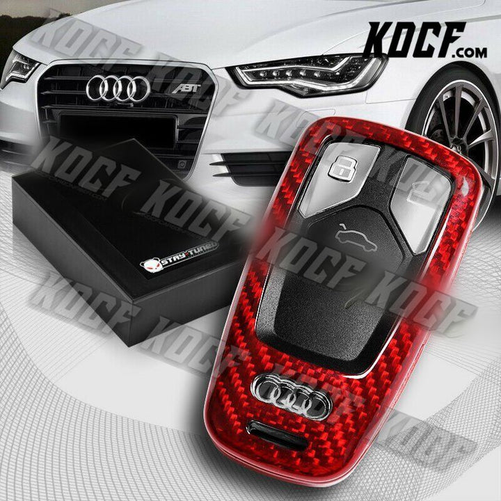 For Audi A4 A5 S4 S5 Q5 Q7 TT Real Red Carbon Fiber Remote Key Shell Cover Case - KOCF.com - Car Parts