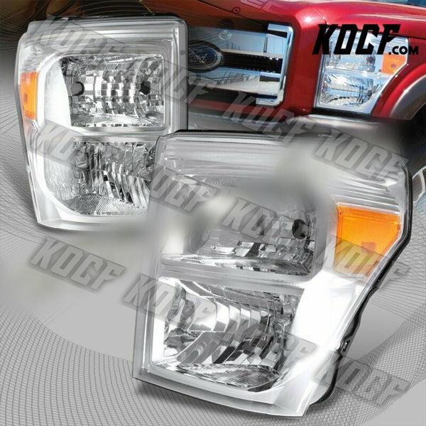 For 2011-2016 Ford F250/F350/F450 Super Duty Chrome Headlights W/Amber Reflector - KOCF.com - Car Parts