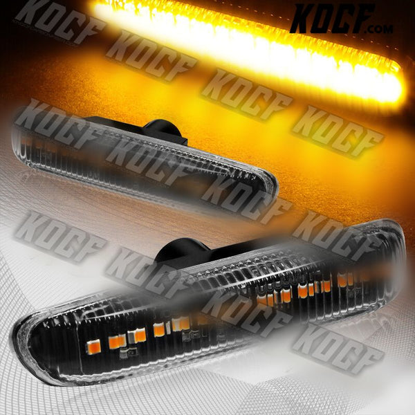 For 1998-2006 BMW 3-Series E46 Clear Lens Amber LED Signal Side Marker Lights