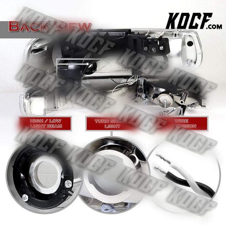 For 99-02 Silverado/00-06 Tahoe Suburban G2 DRL LED Bar Chrome Headlights+Bumper - KOCF.com - Car Parts