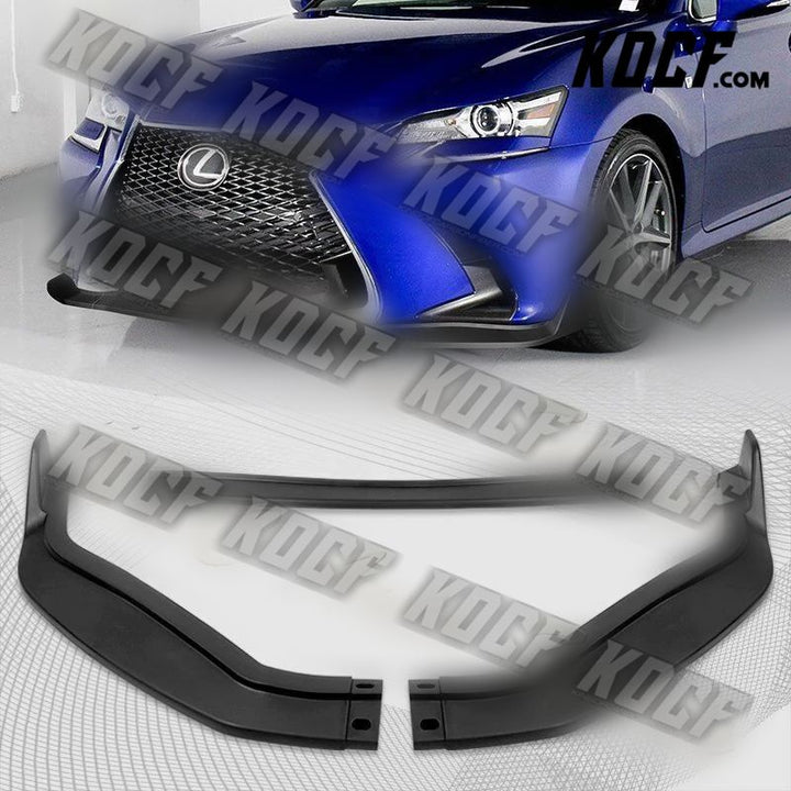 For 2016-2019 Lexus GS-Series Matt Black V2-Style Front Bumper Body Spoiler Lip - KOCF.com - Car Parts