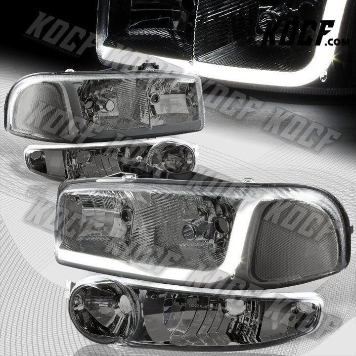 For GMC Sierra/Yukon XL 1500 Denali DRL LED Smoke Clear Headlights+Bumper 4PCS - KOCF.com - Car Parts