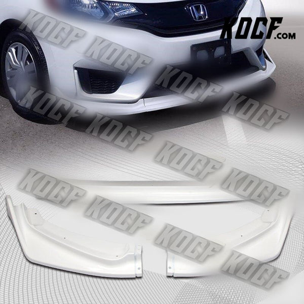 For 14-17 Honda Fit JDM Painted White Front Bumper Splitter Spoiler Lip Kit 3PCS - KOCF.com - Car Parts