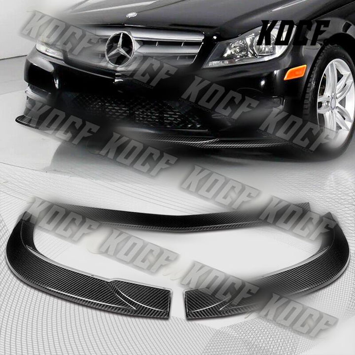 For 2011-2014 Mercedes C-Class Sport W204 Carbon Fiber Front Bumper Spoiler Lip - KOCF.com - Car Parts