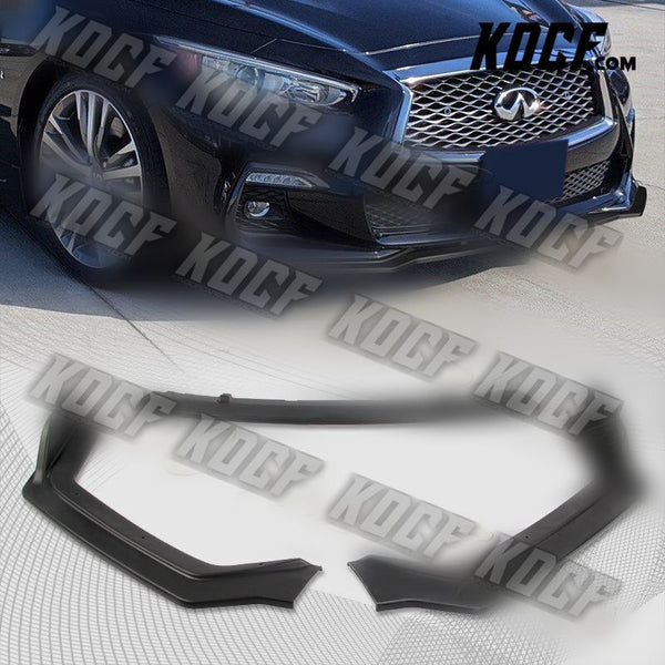 For 2018-2021 Infiniti Q50 Sport Unpainted Black Front Bumper Body Kit Lip 3PCS