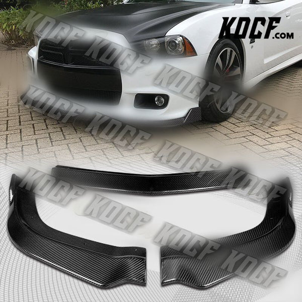 For 2011-2014 Dodge Charger SRT Real Carbon Fiber Front Bumper Body Spoiler Lip - KOCF.com - Car Parts